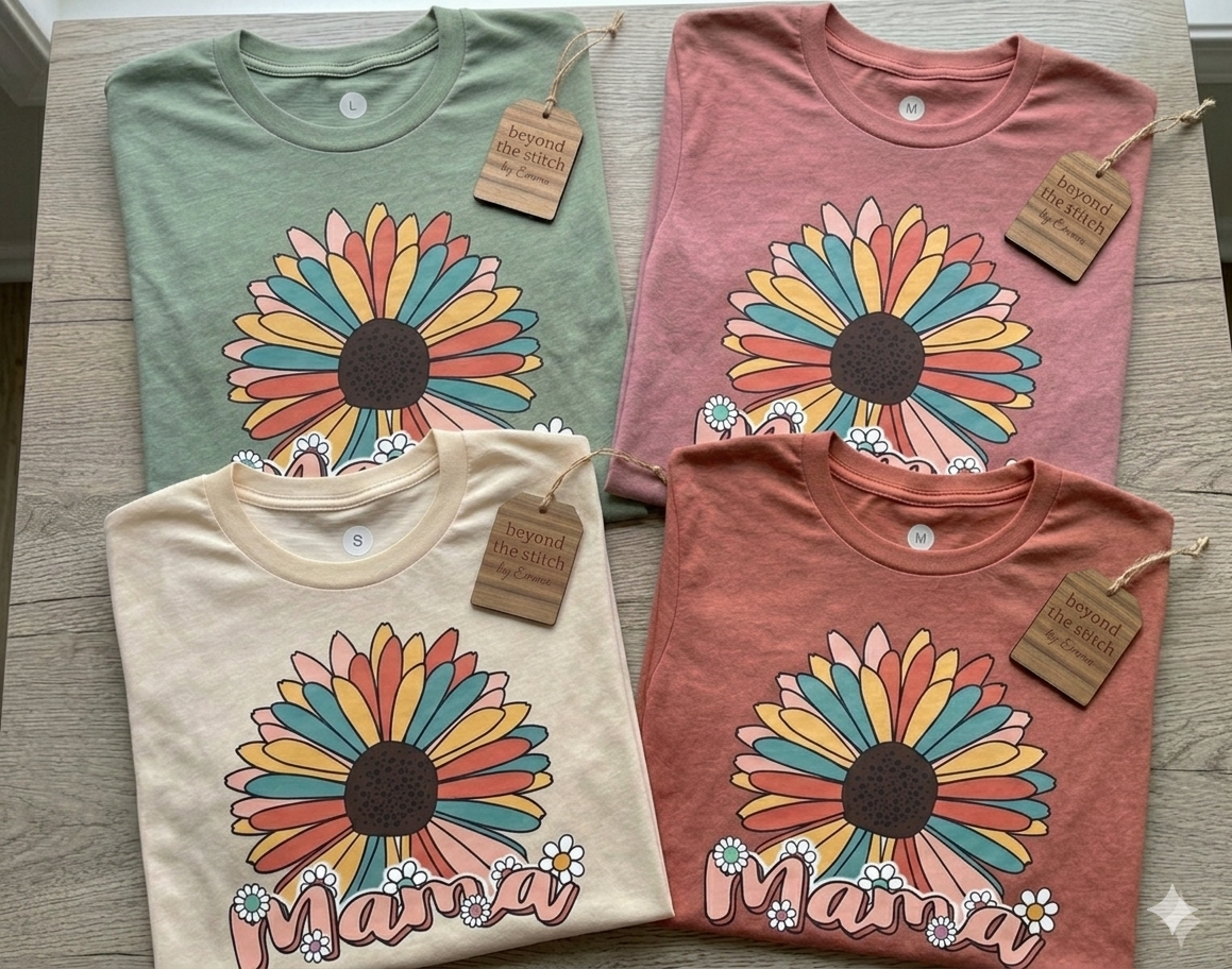 Retro Sunflower Mama Boho Graphic Tee | Beyond the Stitch by Emma