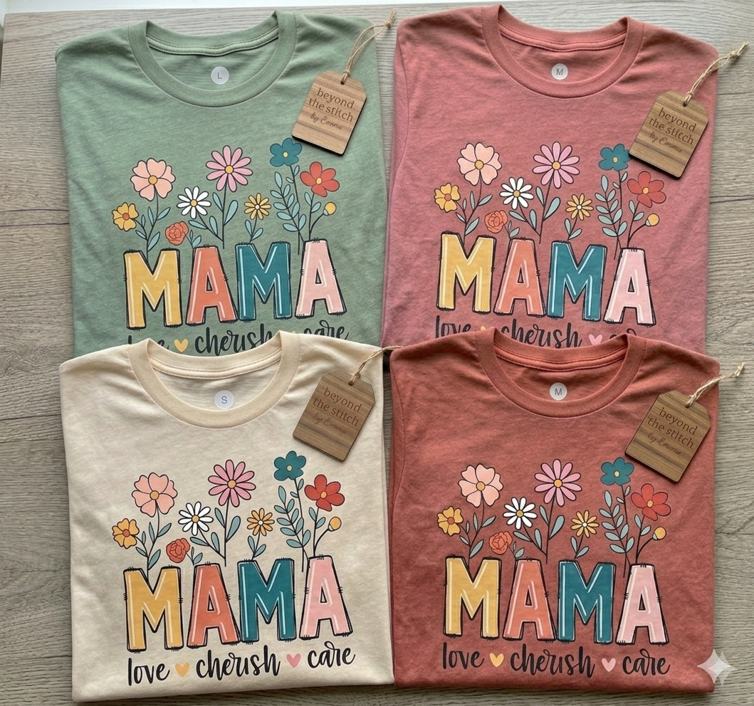 Retro Leopard Patchwork MAMA Floral Tee | Beyond the Stitch by Emma