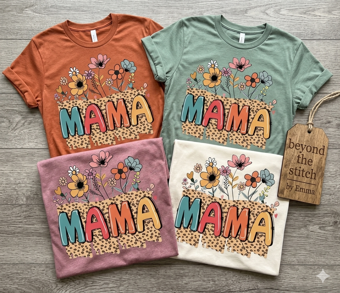 Retro Mama Floral Leopard T-Shirt | Beyond the Stitch by Emma