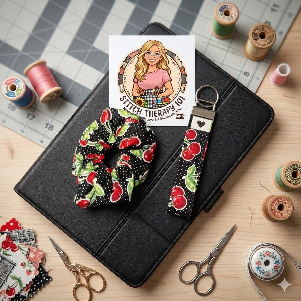 The Cherry on Top! 🍒 Polka Dot Scrunchie & Key Fob Gift Set 🎁