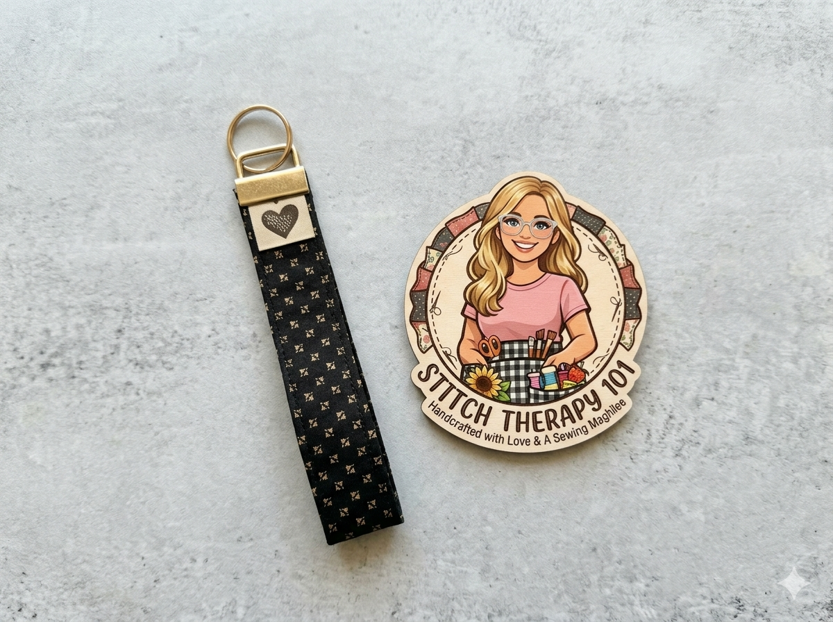 Gilded Star Key Fob 🌱 Fabric Keychain Wristlet