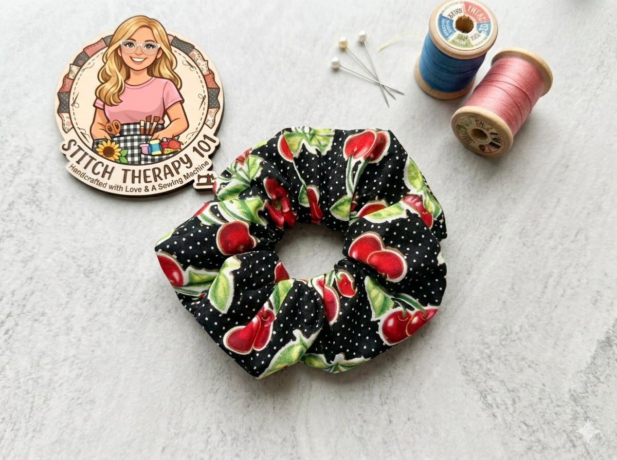 Cherry Bomb Scrunchie | Retro Cherry & Polka Dot Hair Tie ✨🍒