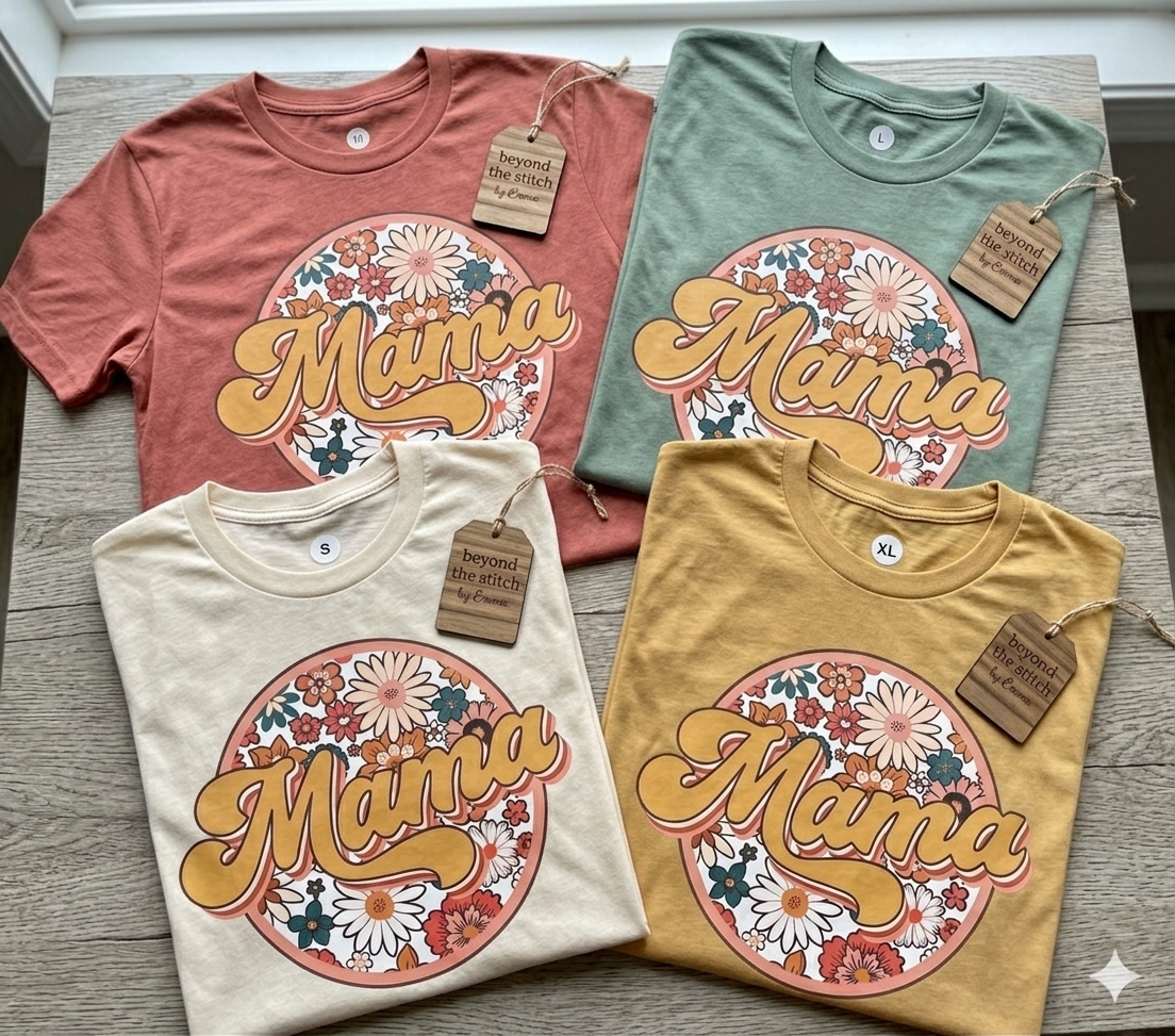 Retro Floral Circle Mama Graphic Tee | Beyond the Stitch by Emma