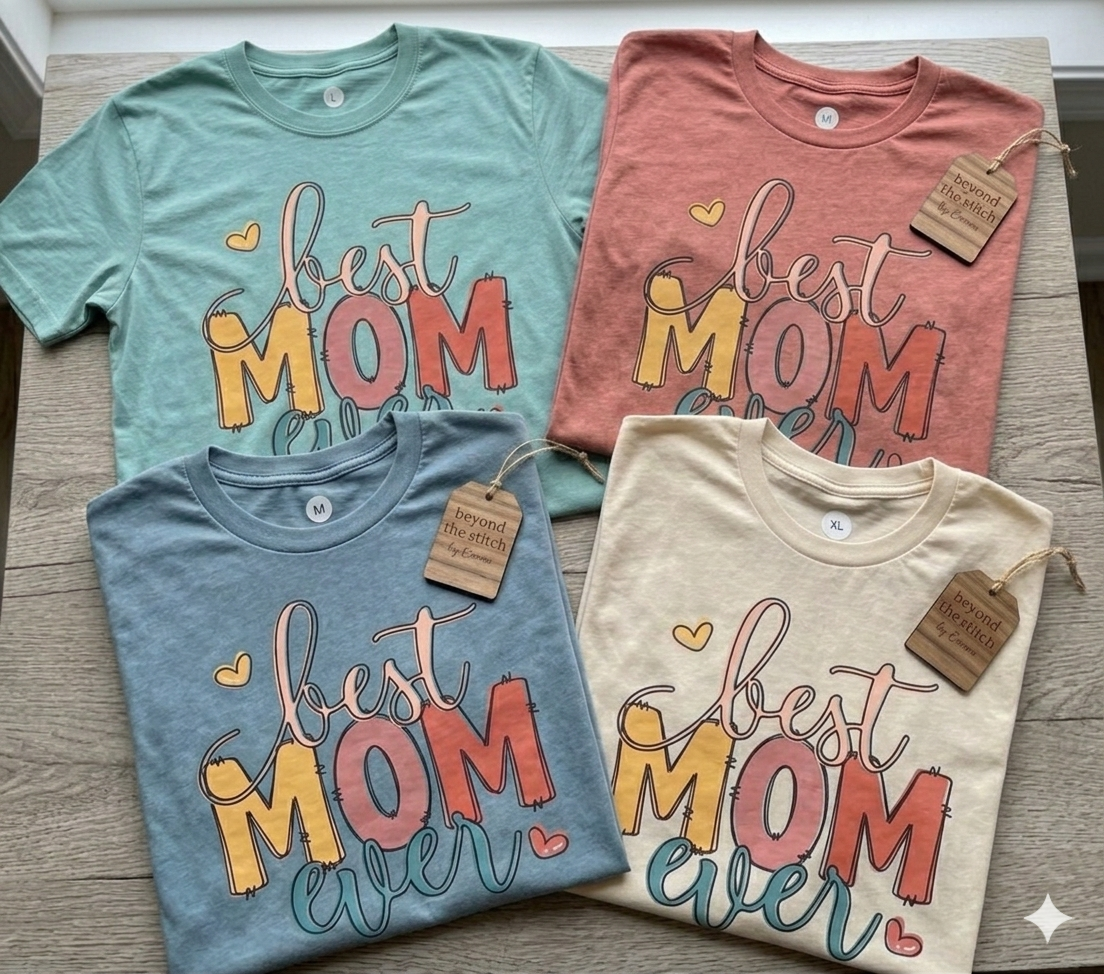 Best Mom Ever Retro Patchwork Graphic Tee | Beyond the Stitch by Emma