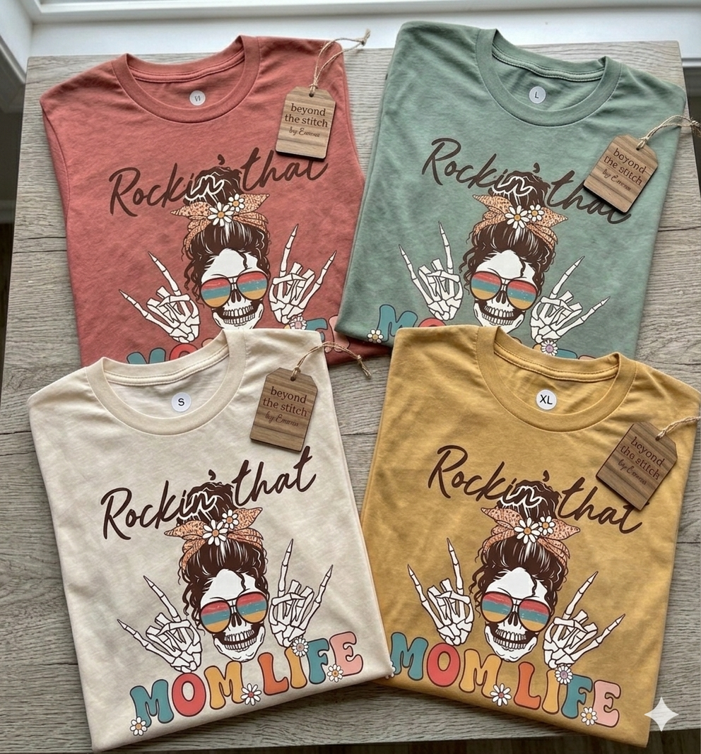 Rockin’ That Mom Life Skeleton Retro Tee | Beyond the Stitch by Emma