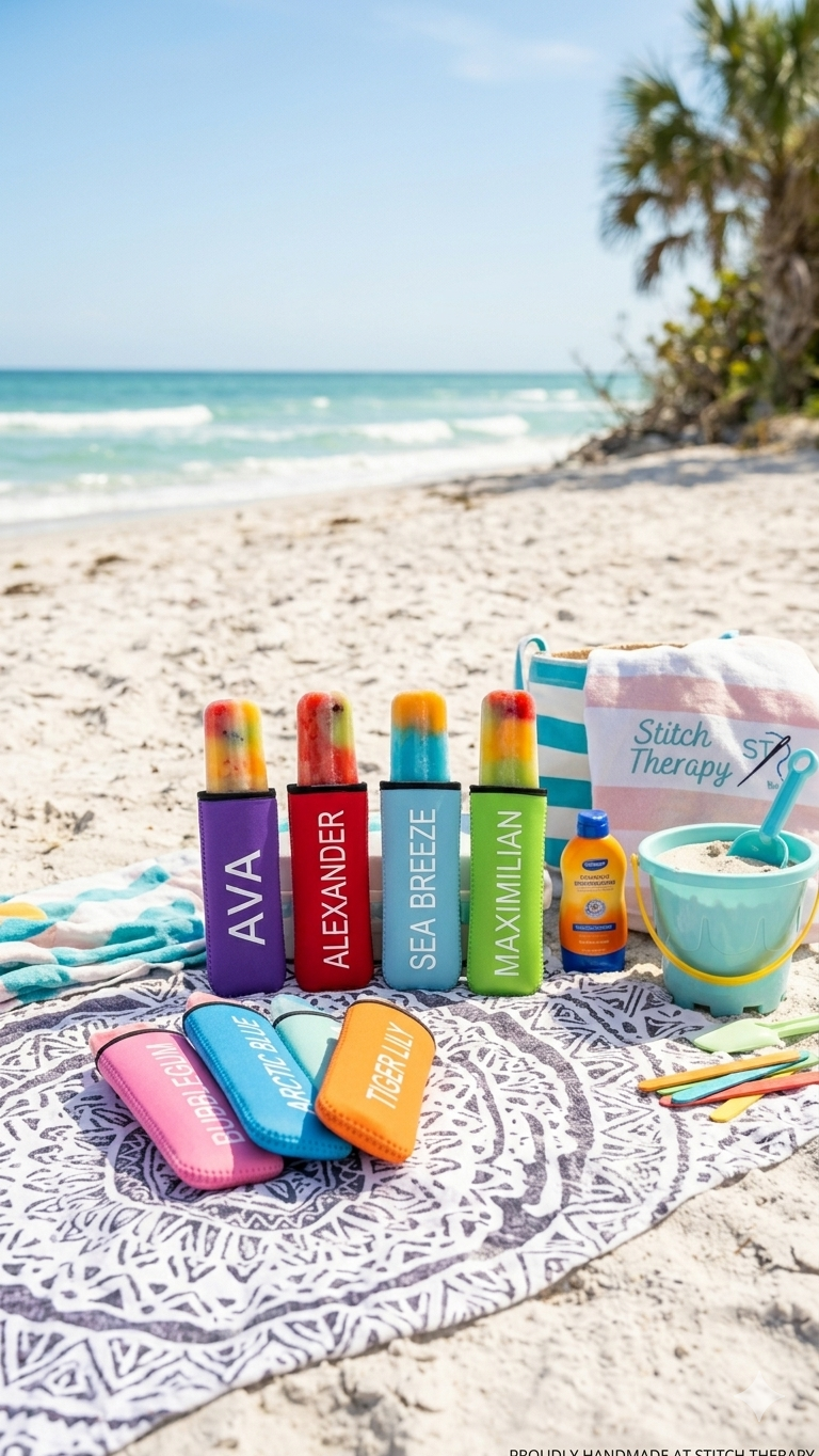 Personalized Neoprene Popsicle Holder - Custom Name Ice Pop Sleeve