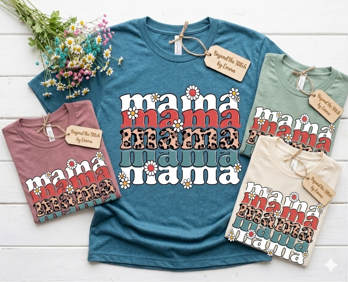 Retro Mama Groovy Daisy Tee | Beyond the Stitch by Emma 🌸✨
